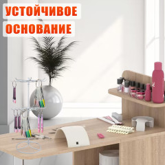 Подставка-держатель для маникюрных типс, белая, вращающаяся, 2 секции, 16 крючков, настольная