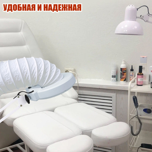 Лампа LN-6-GOF200 с гофрой D125 мм, 2 метра, 24 W, под вытяжку для маникюра и педикюра на штативе, настольное крепление, LED подсветка