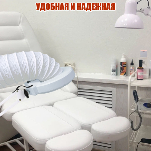 Лампа лупа LN-6-NS-01 с гофрой D125 мм 3 м под вытяжку для маникюра и педикюра на стойке на колесиках