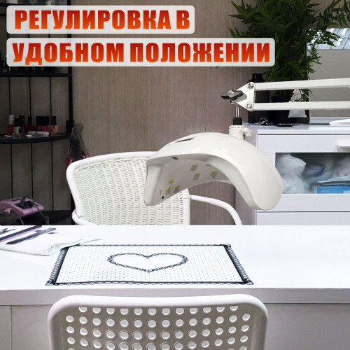 Ультрафиолетовая лампа для сушки ногтей, 48W, 100-240V, 50/60Hz, на белом настольном штативе NB-35W