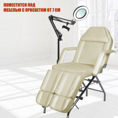 Лампа лупа LED напольная LN-22 с держателем телефона до 85 мм на регулируемом штативе ML с пантографом, черная