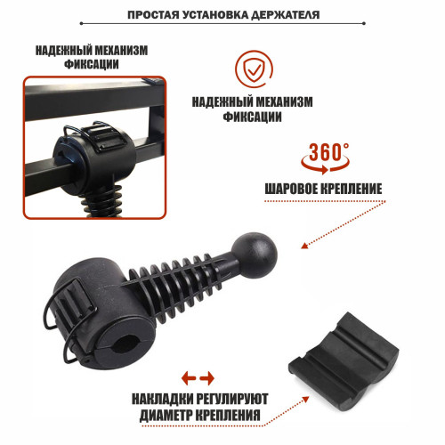 Лампа лупа настольная LN-33 черная на пантографе с держателем телефона до 85 мм на зажиме и усиленной струбциной